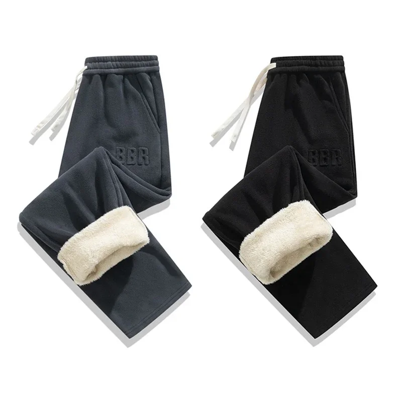

2024 Cashmere Pants Boys Winter New Men's Casual Cotton Pants With Cashmere Thick Autumn And Winter Straight Underpants