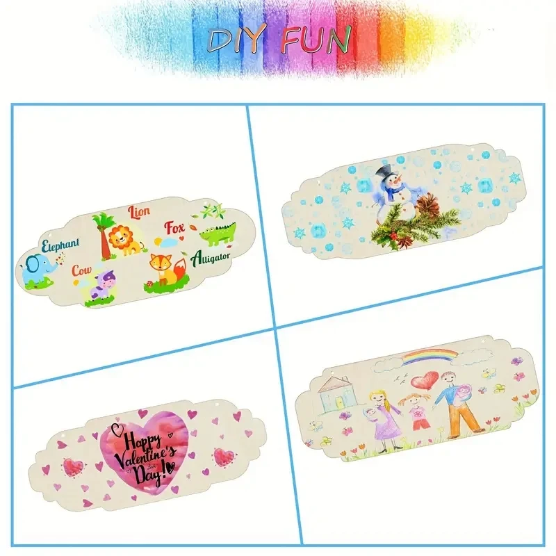 Panneaux en bois inachevés, bricolage, décorations suspendues vierges rectangulaires et ovales pour projets d'artisanat domestique, 10 pièces