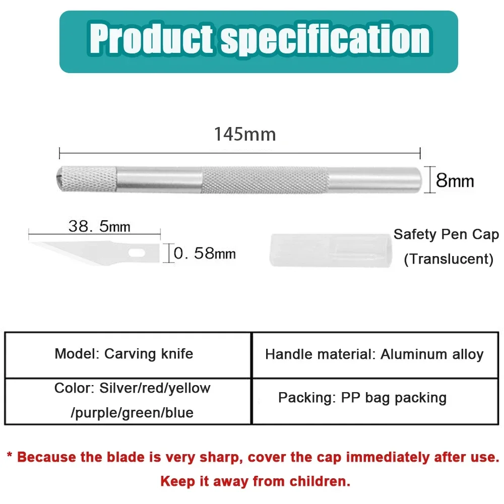 Engraving Blade Pen Hobby Knife Set Solid Metal Pen Knife Small Carving Craft Utility Knife Kit for DIY Art Work Cutting Tools