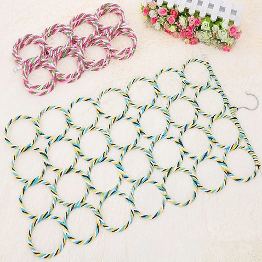 

2Pcs Plastic Tie Hooks 28-Circle Scarf Racks Space-Saving Closet Storage Rack Multi-Purpose Wardrobe Organizer Anti-Slip Holder