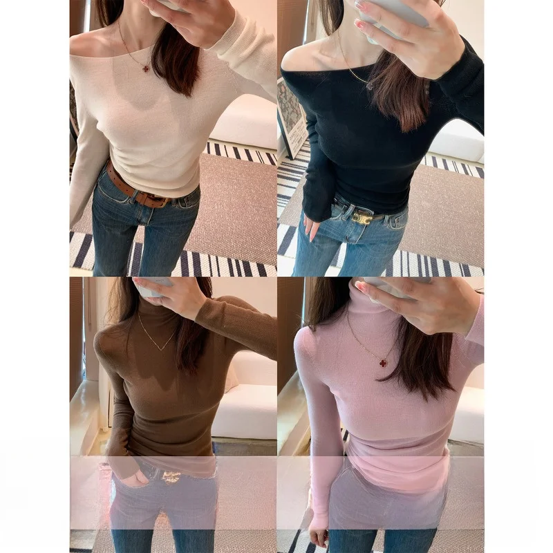 

Универсальный шелковый трикотаж Yangzhou с высоким воротником для похудения, универсальный цвет, обычная длина све, зимний сезон