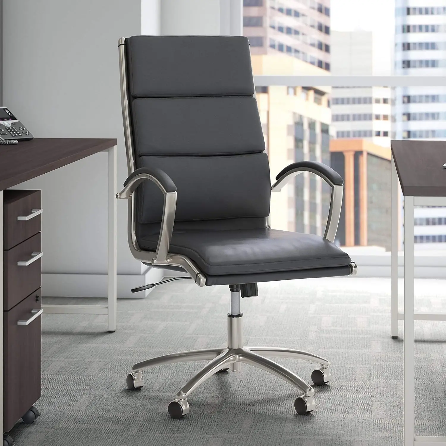 400 Series High Back Leather Executive Office Chair in Dark Gray