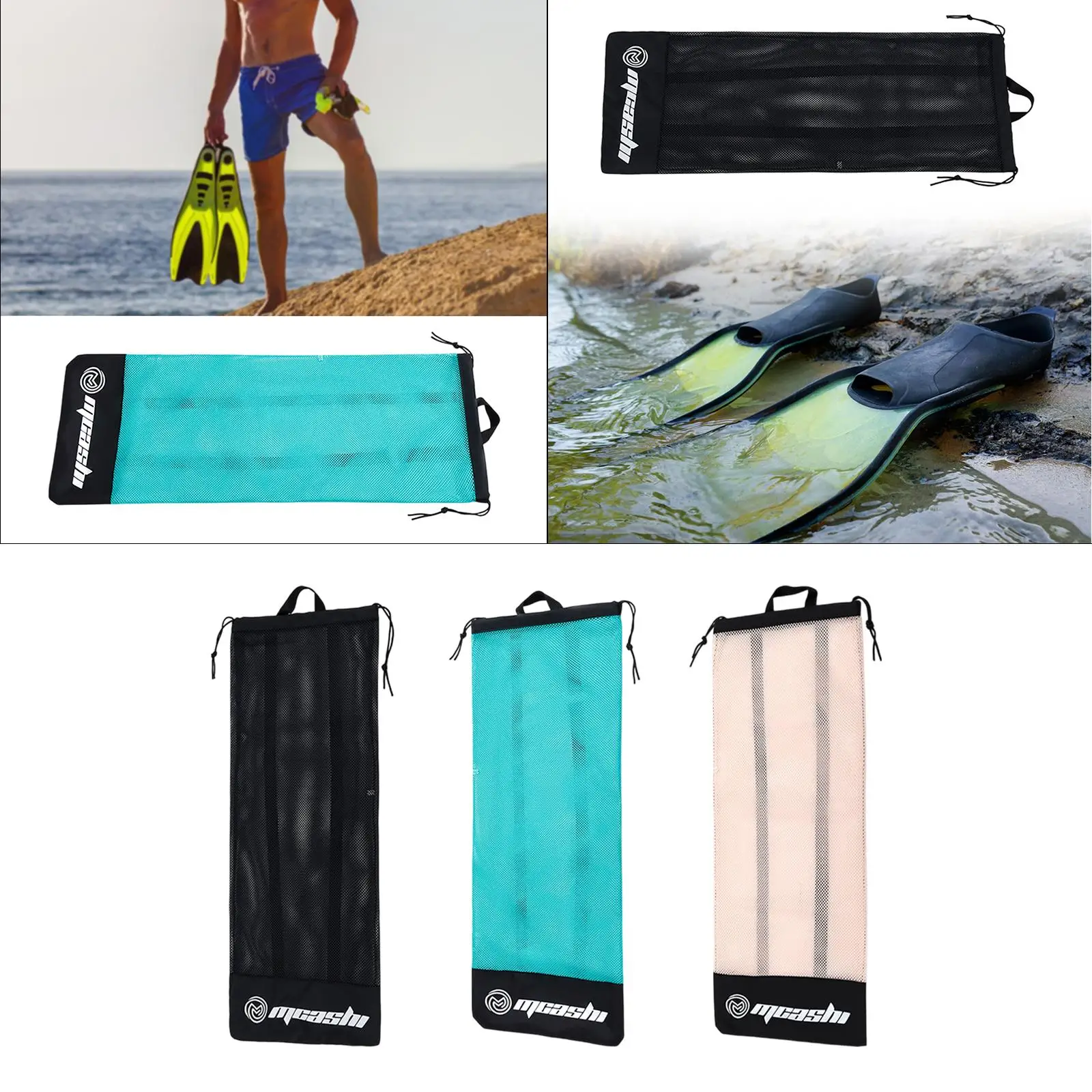 Snorkeling Fins Holder Bag with Drawstring for Scuba Gear Transport