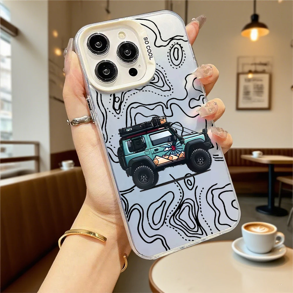 Stoßfeste Handyhülle mit Fahrzeug- und Topographiekarte für iPhone 16 15 14 13 12 11 Pro Max/Mini, kratzfeste Premium-Hartschale – Detail 7