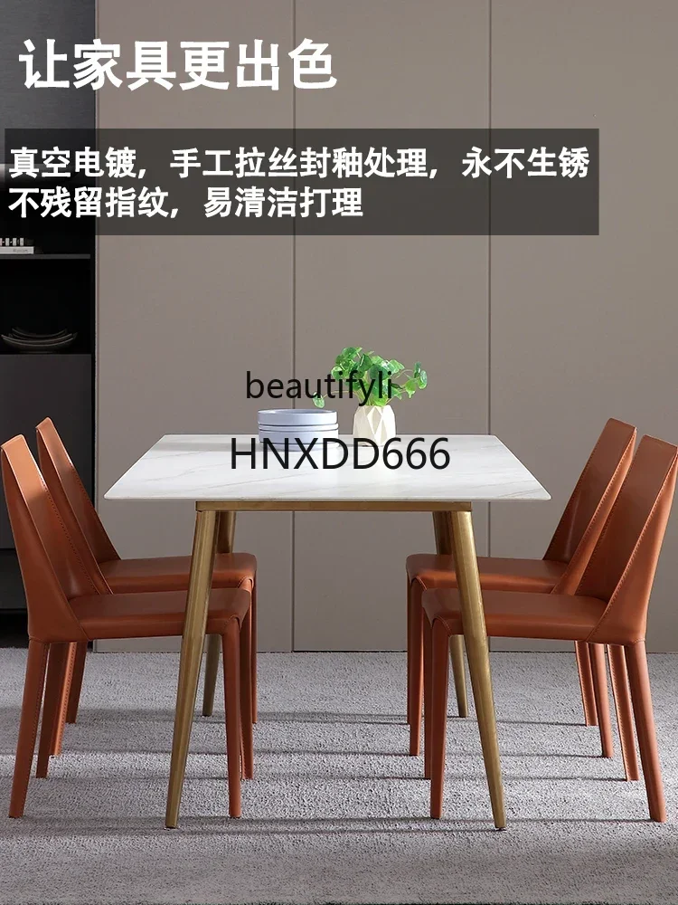 A13 Italian Stone Plate Dining Table Nordic Marble Rectangular Gold Dining Table