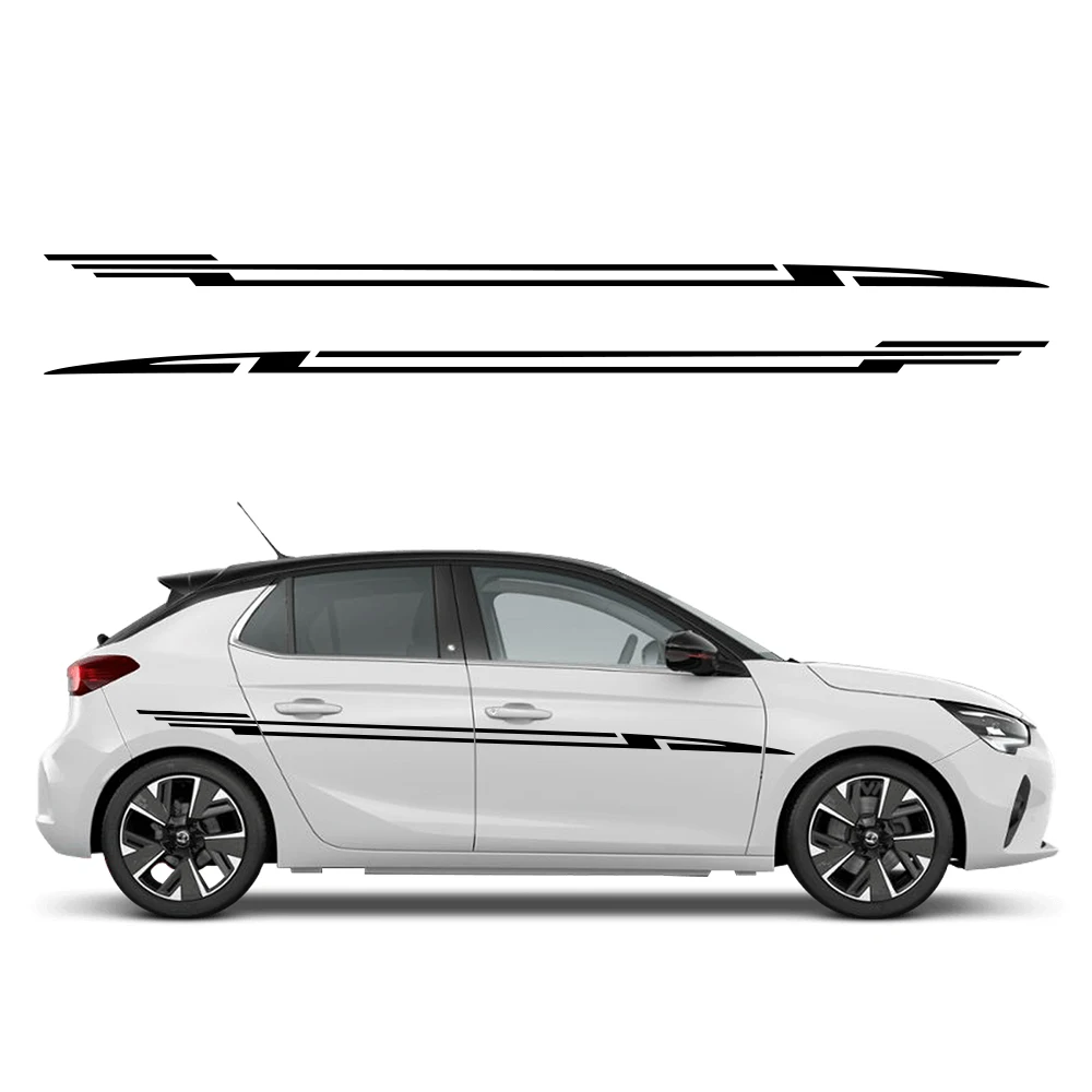 Dla Opel Corsa C E F D 2 SZTUK Naklejki na boczne paski drzwi samochodu Naklejki w kształcie litery Z Sportowa folia winylowa Naklejki DIY Dekor Akcesoria