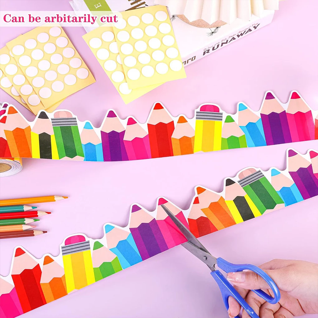 Bright Pencil Patterns Colorful Classroom Bulletin Decorations Displays Announcement Paper Borders Schools Homes