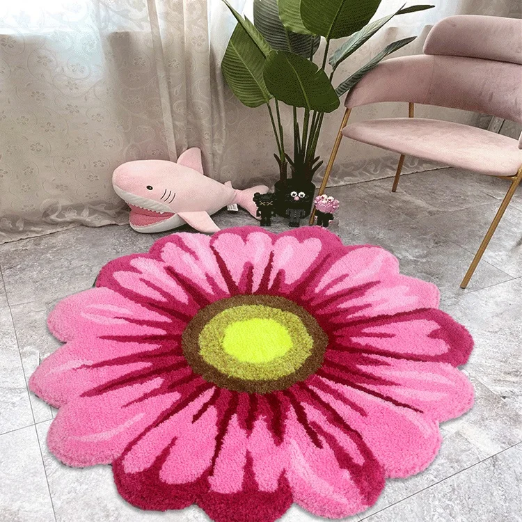 120X120cm Thick Sunflower Carpet Bedroom Living Room Round Rug Bed Parlor Area Rugs Anti-slip Hallway Chair Kids Door Mat