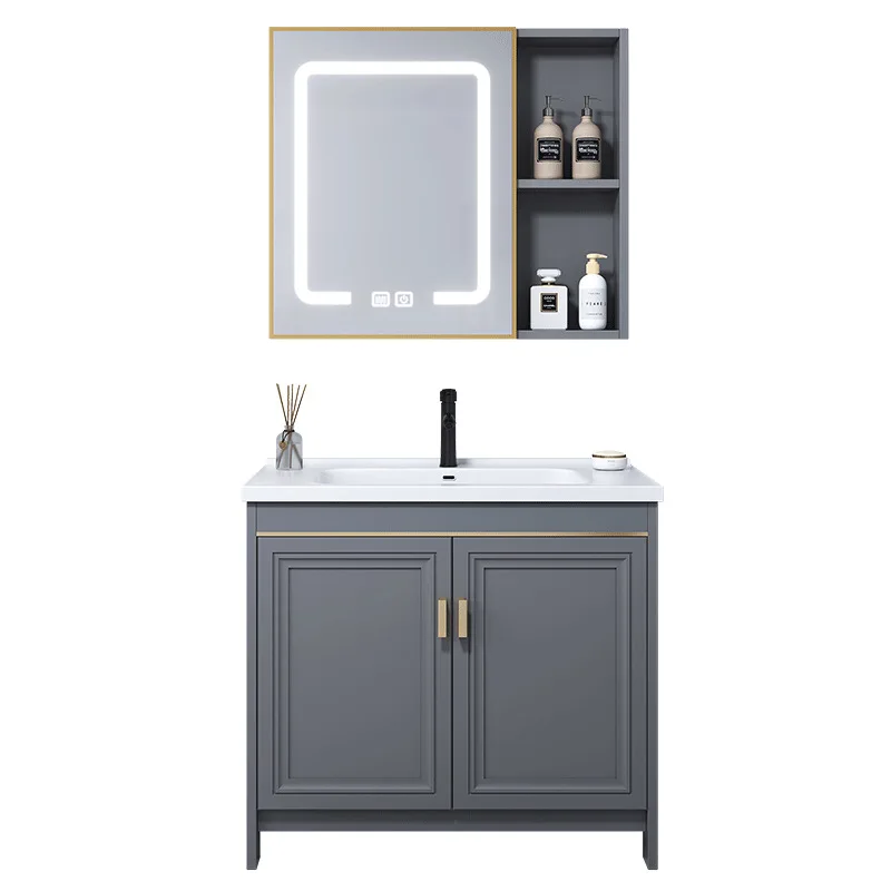 

Space aluminum floor-to-ceiling washbasin cabinet combined bathroom cabinet balcony integrated washbasin