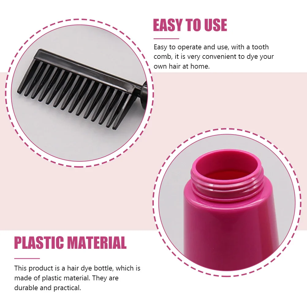 

3pcs Hair Dye Comb Bottle With Scale Refillable Salon Applicator Bottle For Root Touch Up Hair Coloring Tool Barber Styling Kit