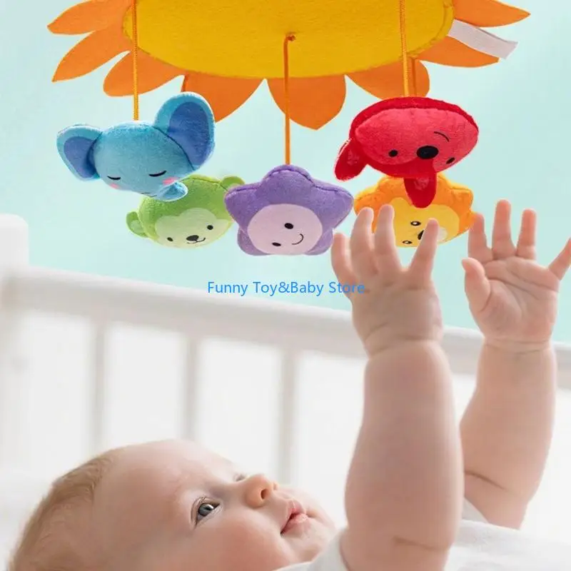 視覚発達と首のトレーニングのための穏やかな回転を備えた柔らかいぬいぐるみベビーベッドモバイルおもちゃ C90B
