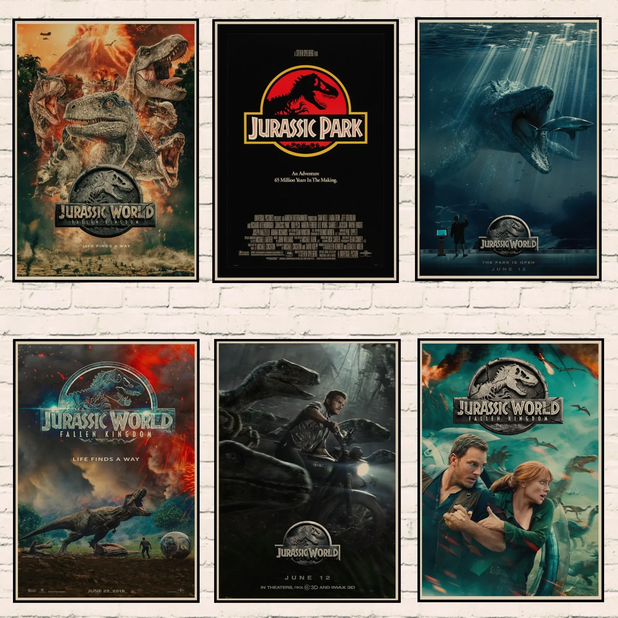 Vintage Poster Movie Jurassic Park Dinosaur World Jurassic World Wall Art Print Canvas Painting Living Home Decoration Pictures