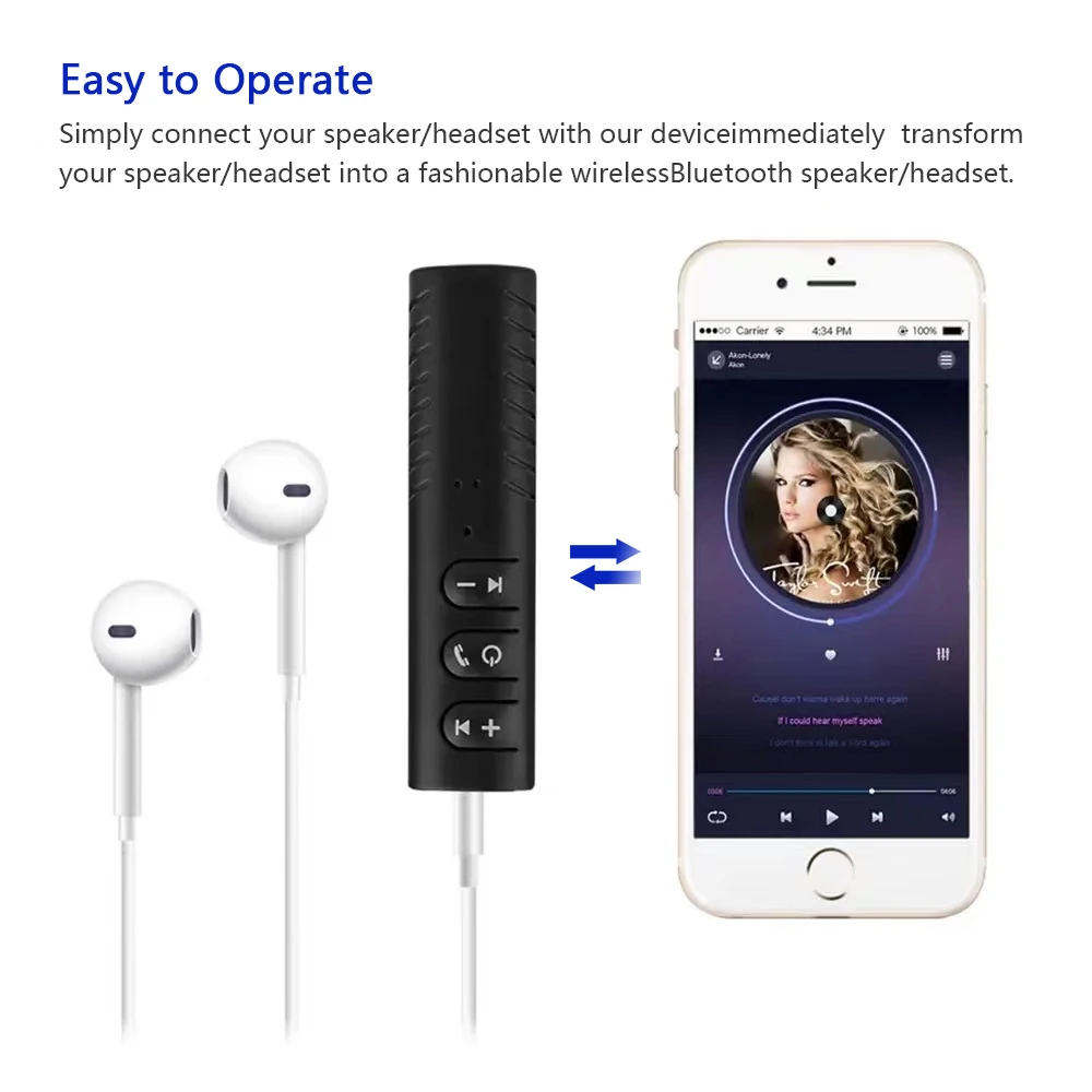 Mini Wireless Bluetooth 5.2 Receiver, 3.5mm AXU Car Bluetooth Transmitter Adapter, Suitable for Car Music/Audio/Headphone Receiv