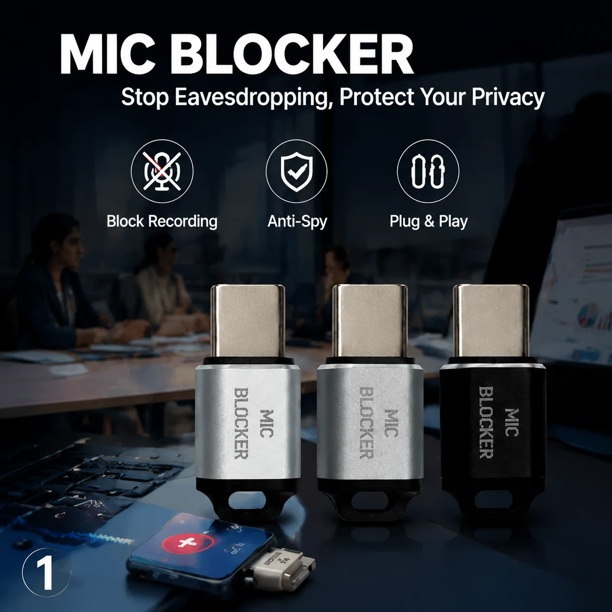 Sound blocker suitable For laptop, smartphone, and tablet microphone sound locks, anti recording, and monitoring devices - view 2