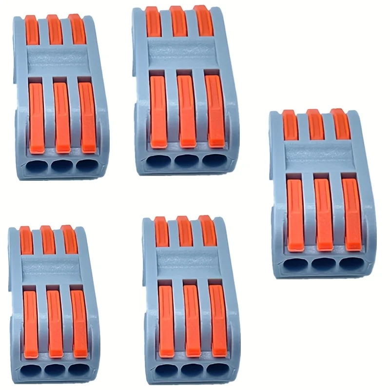 5PCS quick connect terminal, 3-in 3-out press type docking wire terminal