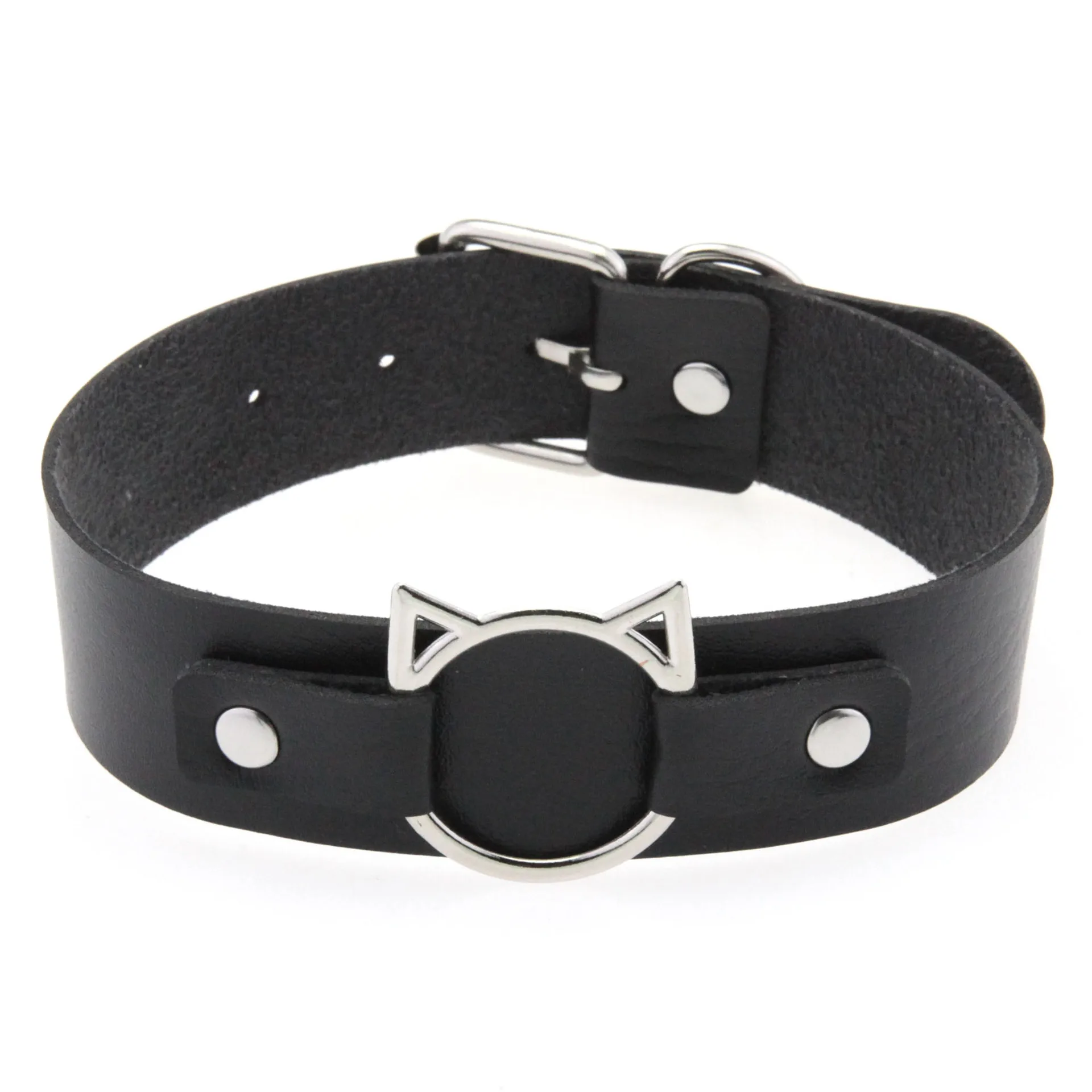 DIEZI Goth Black Red PU Leather Choker Necklace For Women Vintage Harajuku Gothic Cat Collar Statement Necklace Men Jewelry
