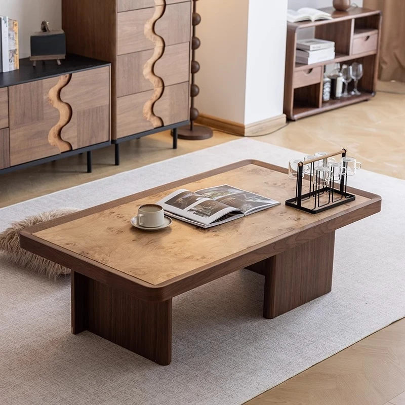 Mesa de centro de estilo Retro, mesa de centro pequeña sencilla y fácil de mover, apartamento pequeño rectangular simple medieval co