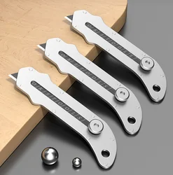 Professional Retractable Knife Large Stainless Steel Wallpaper Utility Knife Fast Cutting Manual Lock Heavy Tool Holder Knife