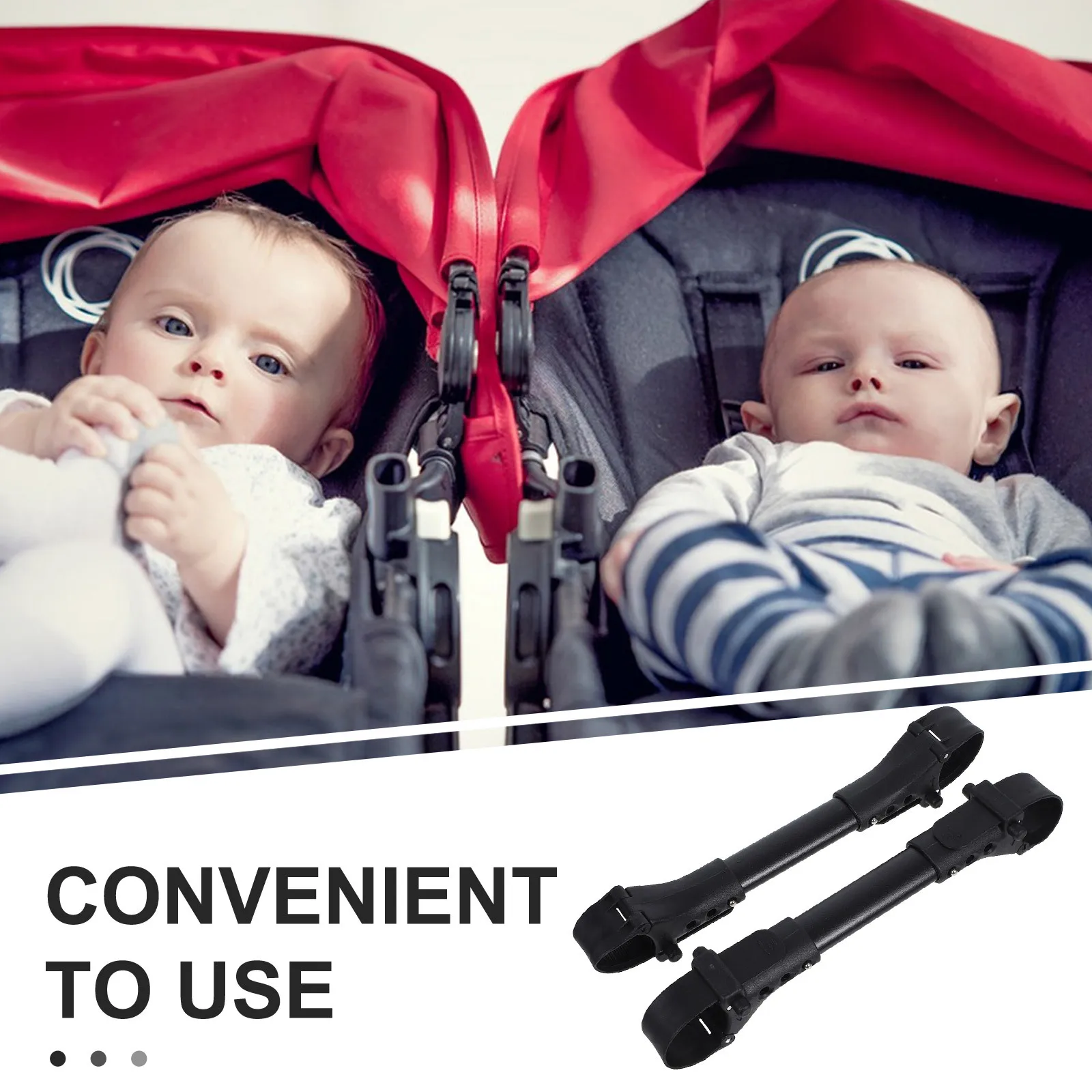 2pcs Connector for Twins Black Infant Dual Double Baby Cart Outdoor Stroller Connectors For Twins Lightweight Durable Aluminum