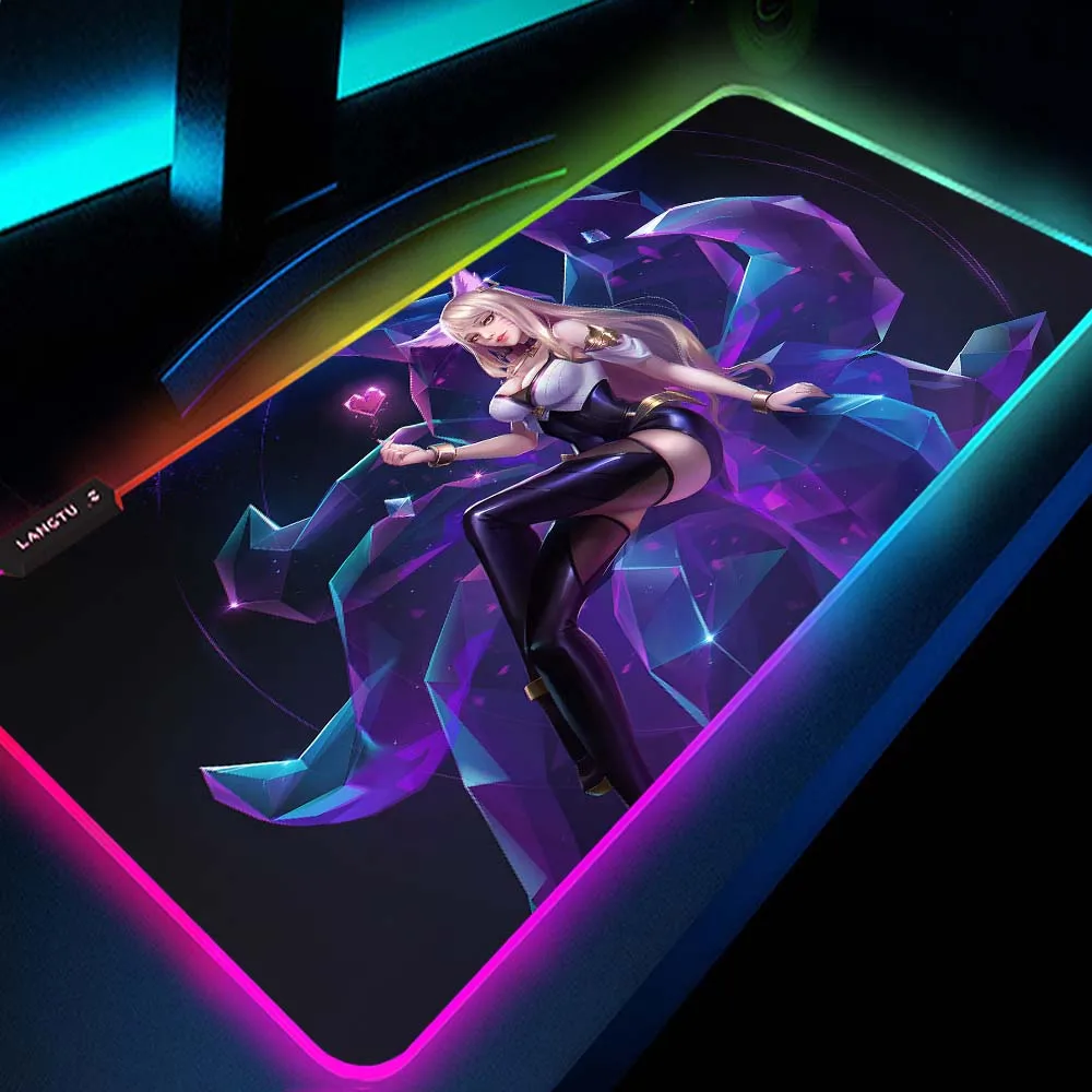 Ahri KDA LOL Jhin League of Legends Kayn Jinx Thresh Ashe Figure Support Mouse Pad Gamer Mousepad Rgb Backlit Mat Gaming Carpet