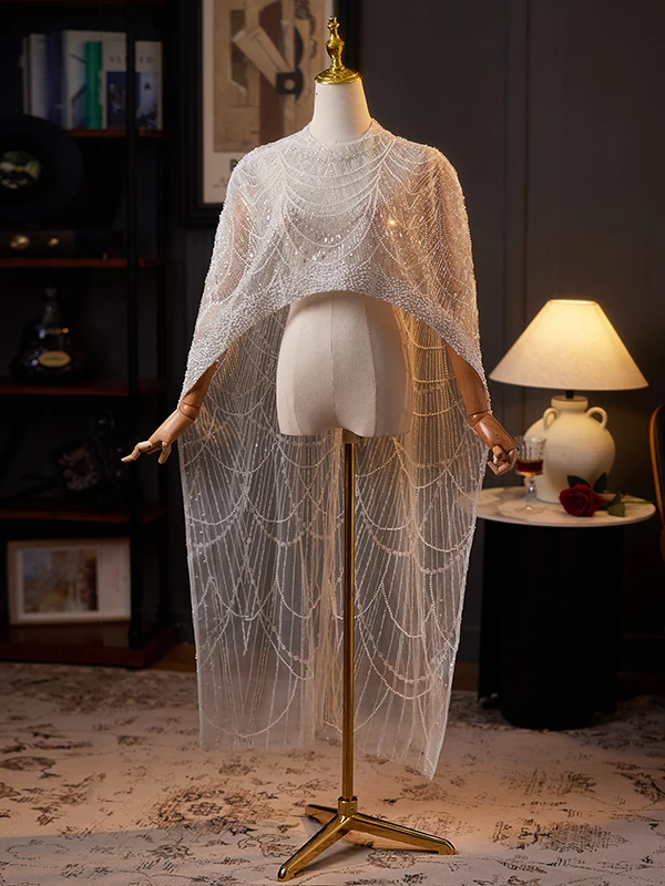 

Новое кружевное пальто ручной работы с вышивкой бисером, универсальное, сказочно красивое, в стиле жакета, с круглым вырезом, короткое