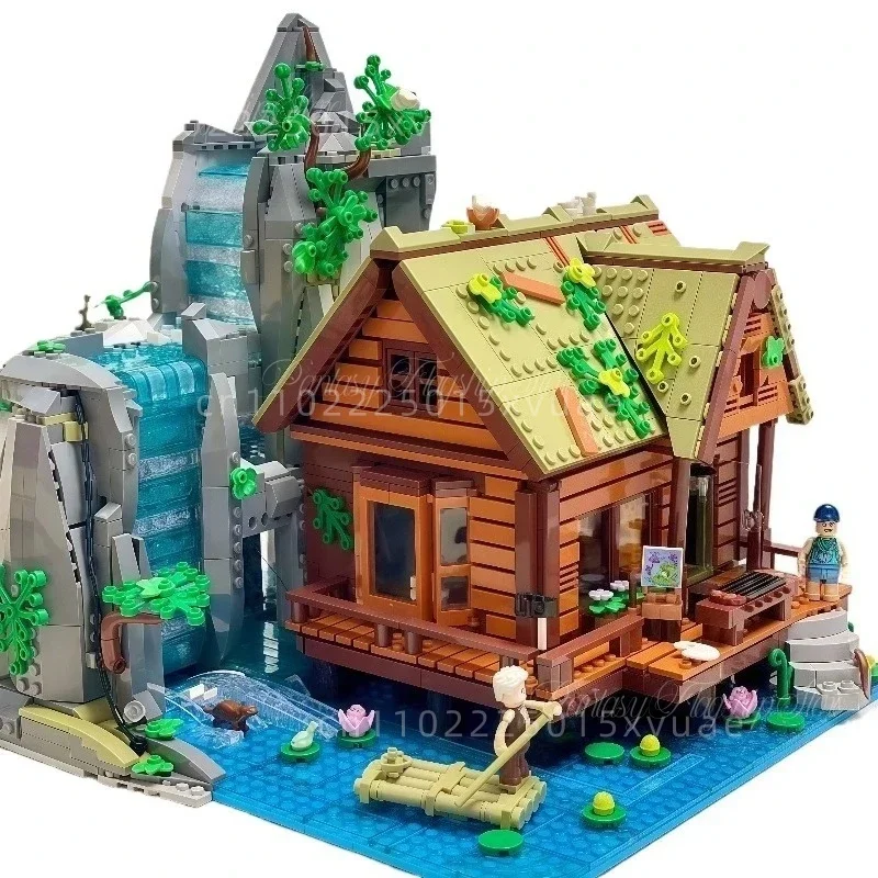 Colección de casas Vintage, bloques de construcción, cabina de montaña Islandia, campamento al aire libre, modelo ensamblado, juguetes, regalos coleccionables