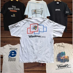 Vintage Microsoft Graphic T Shirts Y2k Tops Oversized T Shirt Pro Choice Harajuku 2000s Gothic Streetwear Goth Men Clothing
