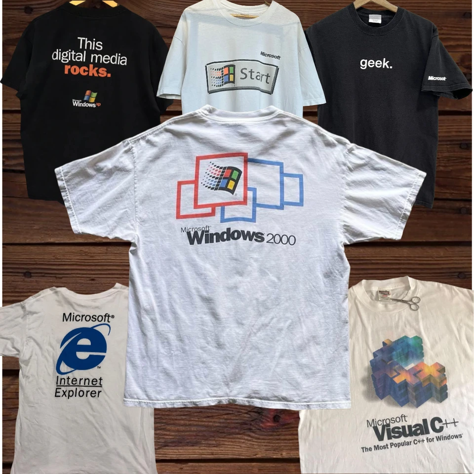 Vintage Microsoft Graphic T Shirts Y2k Tops Oversized T Shirt Pro