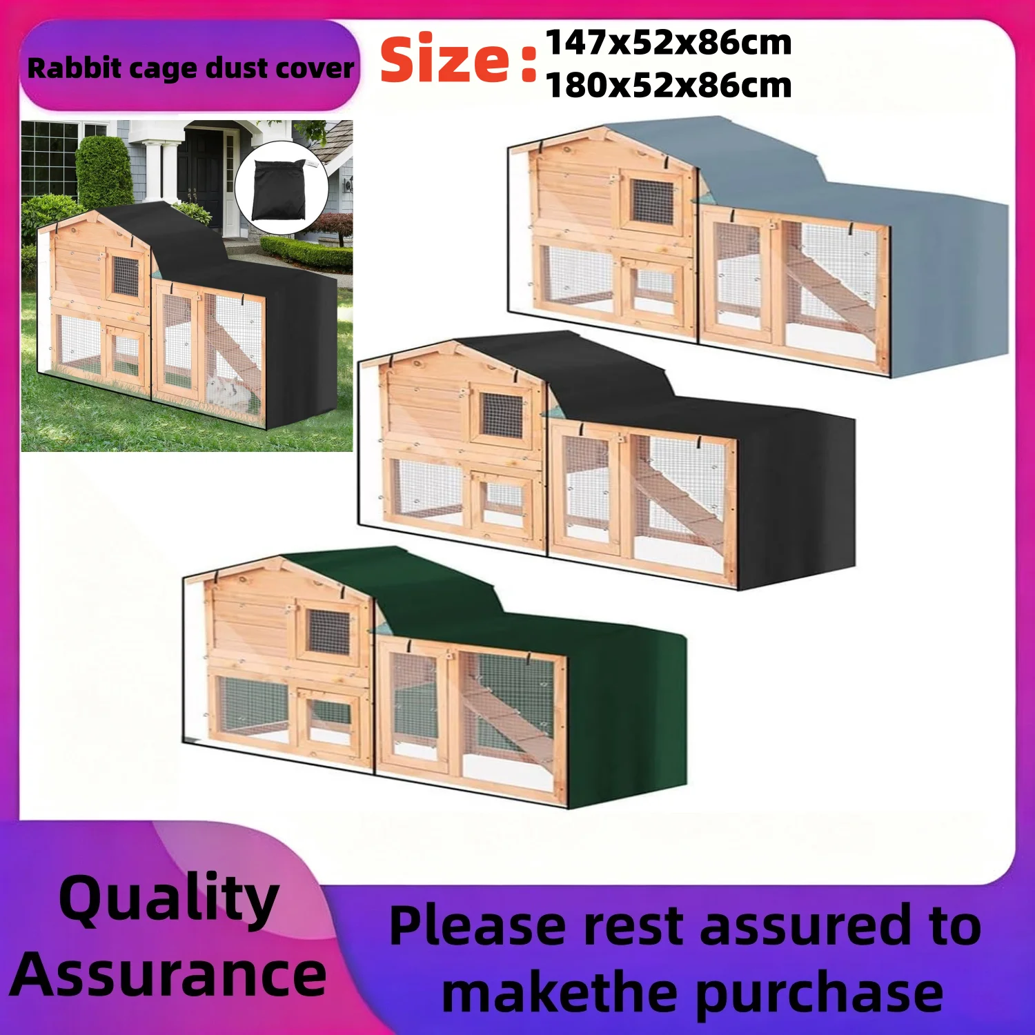 Cubierta Triangular para Jaula de Conejos, Resistente, de Tela Oxford 210D, Protección Contra el Polvo, Impermeable, Resistente al Viento, para Jaula de Cobayas en Interiores