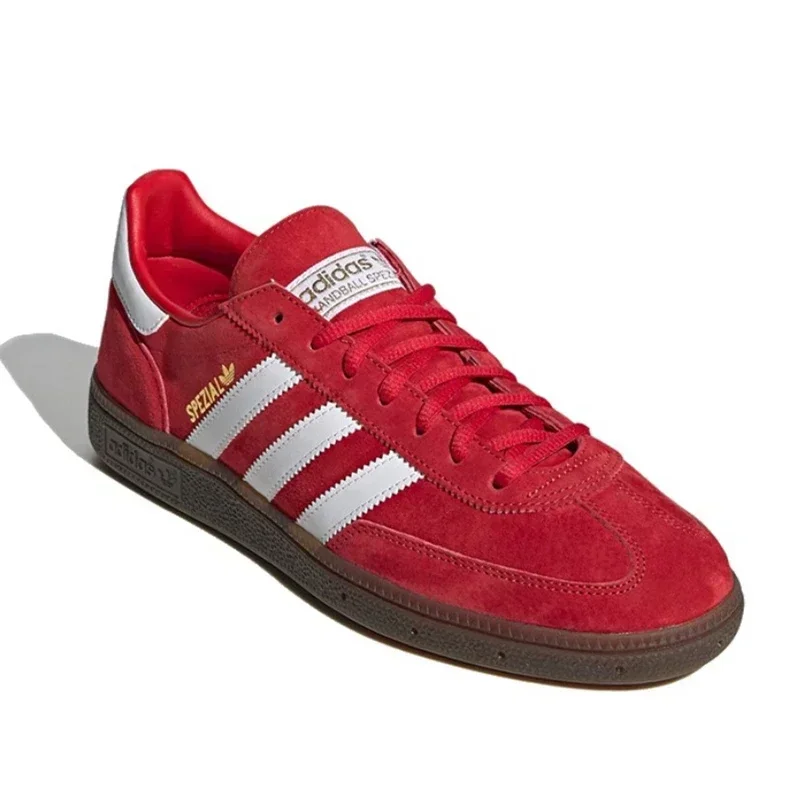 Adidas Originals Handball Spzl Men's Women's Synthetic Leather Breathable Low Top Skateboarding Shoes Red Skateboarding Shoes