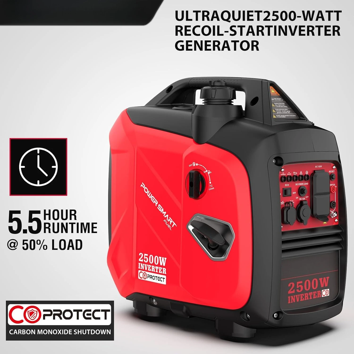 

2500-Watt Portable Inverter Generator with CO Protect for Camping