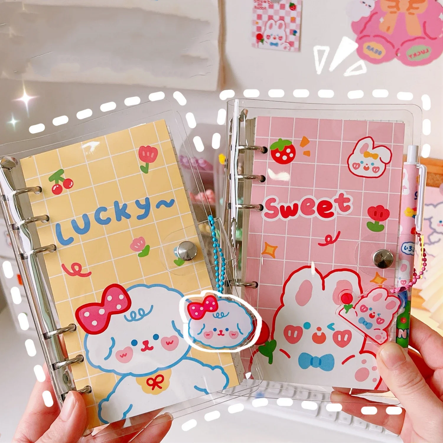 Kawaii PVC Loose-leaf Notebook Cover Hand-book DIY Transparent Coil Sprial Books Cute Agenda Journal Planner journal notebook