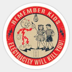 Reddy Kilowatt Electricity Will Kill You 5PCS Stickers for Laptop Luggage Living Room Wall Cute Funny Car Bumper Cartoon Home