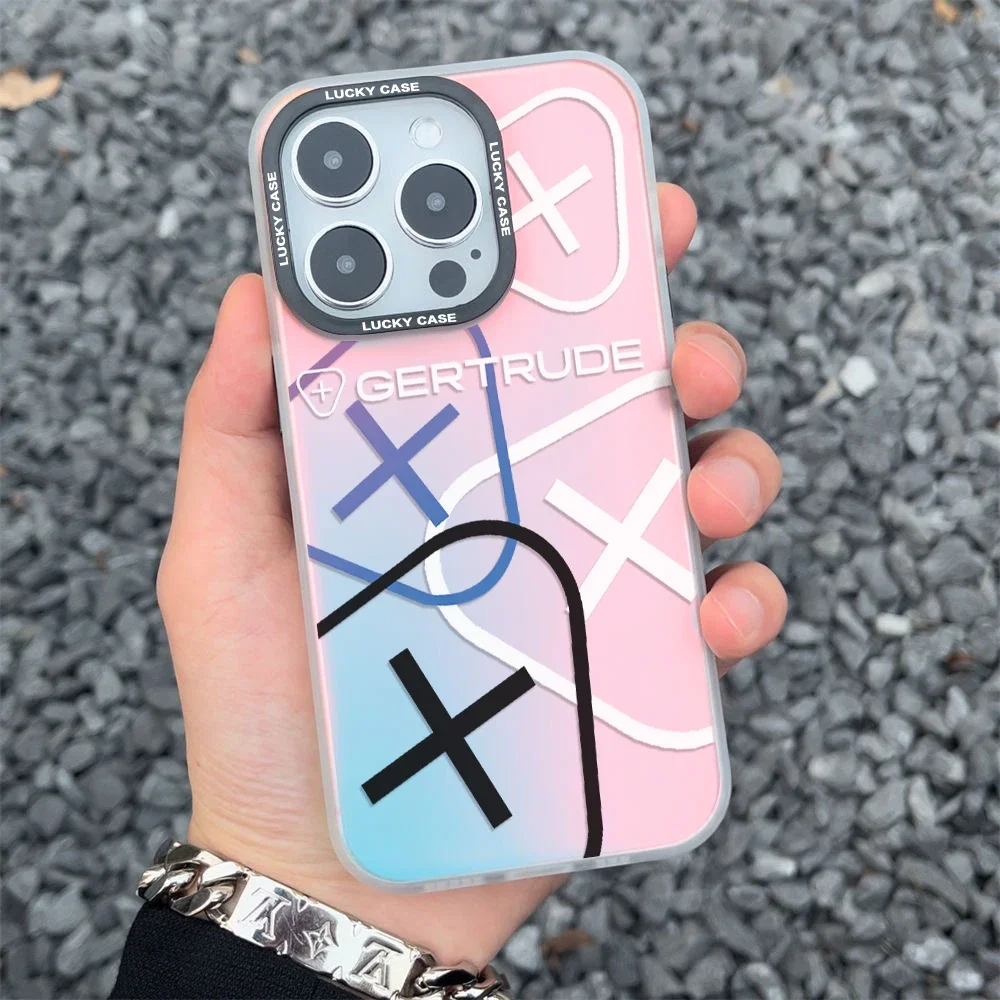 حافظة هاتف عصرية جميلة لهاتف آيفون 16 15 14 13 12 11 Pro Max X XR XSMax 7 8 Plus غطاء خلفي فاخر متدرج غير لامع G-Gertrudes