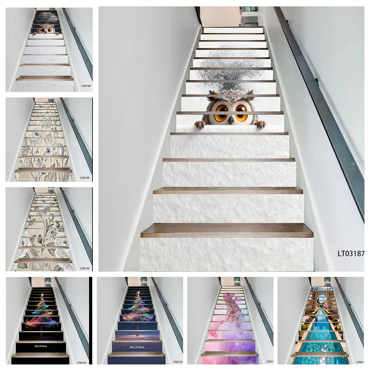 13Pcs Self-adhesive Waterproof Removable Sticker Vinil Stair Treads DIY Home Decor Escaleras Decorativo