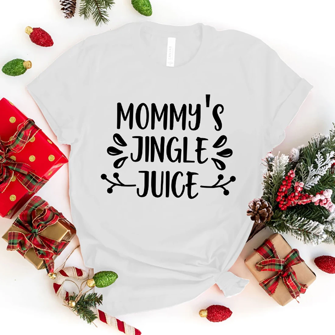 New Funny Christmas Mommy'S Jingle Juice Graphic Print T-Shirt Cool Soft Harajuku Short Sleeve Plus Size Tops