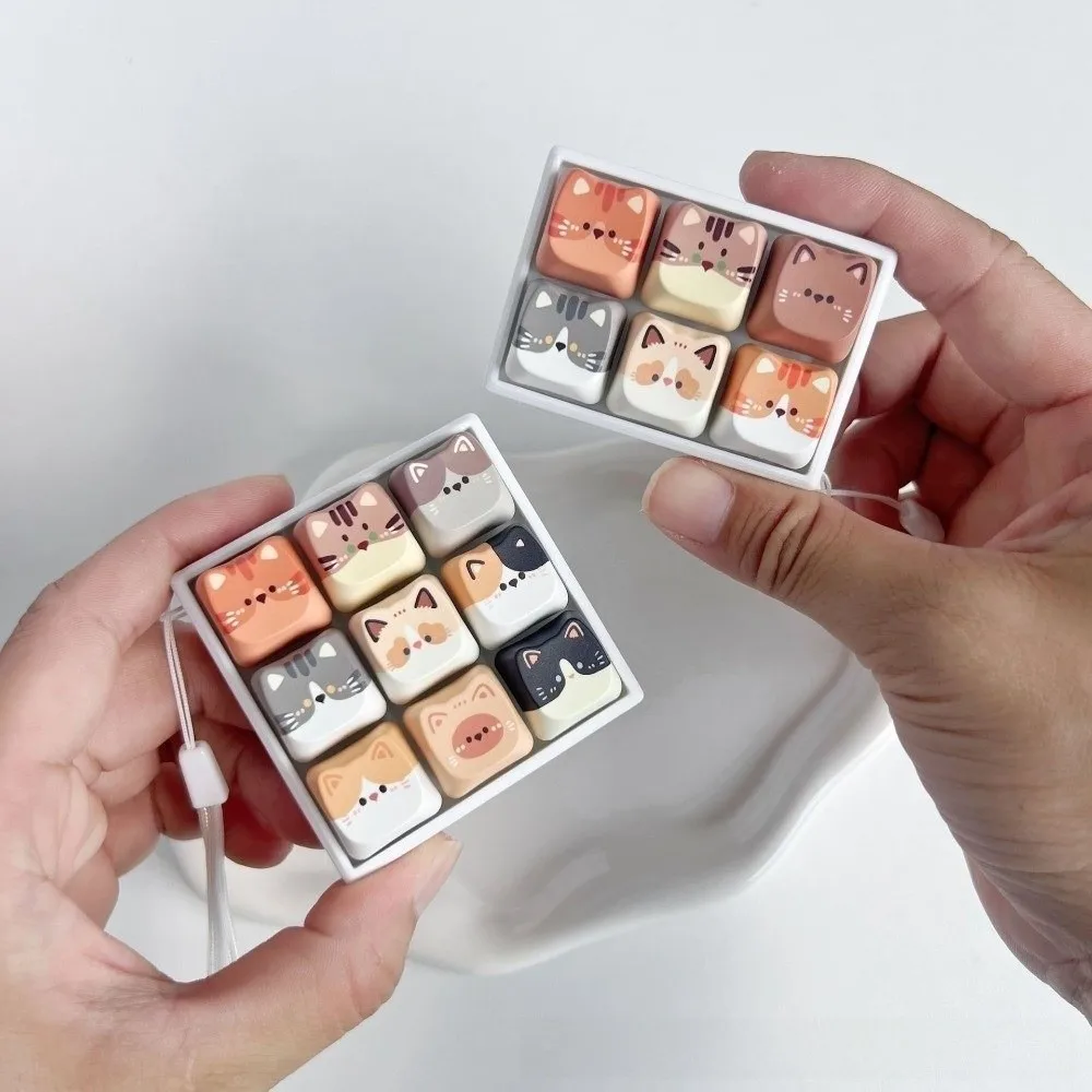 2/3/4/6/9 Keys Anti-stress Pendant Keyboard Keycap Cat Fidget Keychain Finger Button Pass The Time Calming Keychain Keys