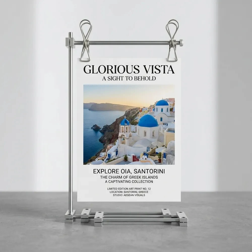 Poster/photo display frame/photo holder, all metal, desktop style, suitable for A4 size, industrial and Bauhaus style.