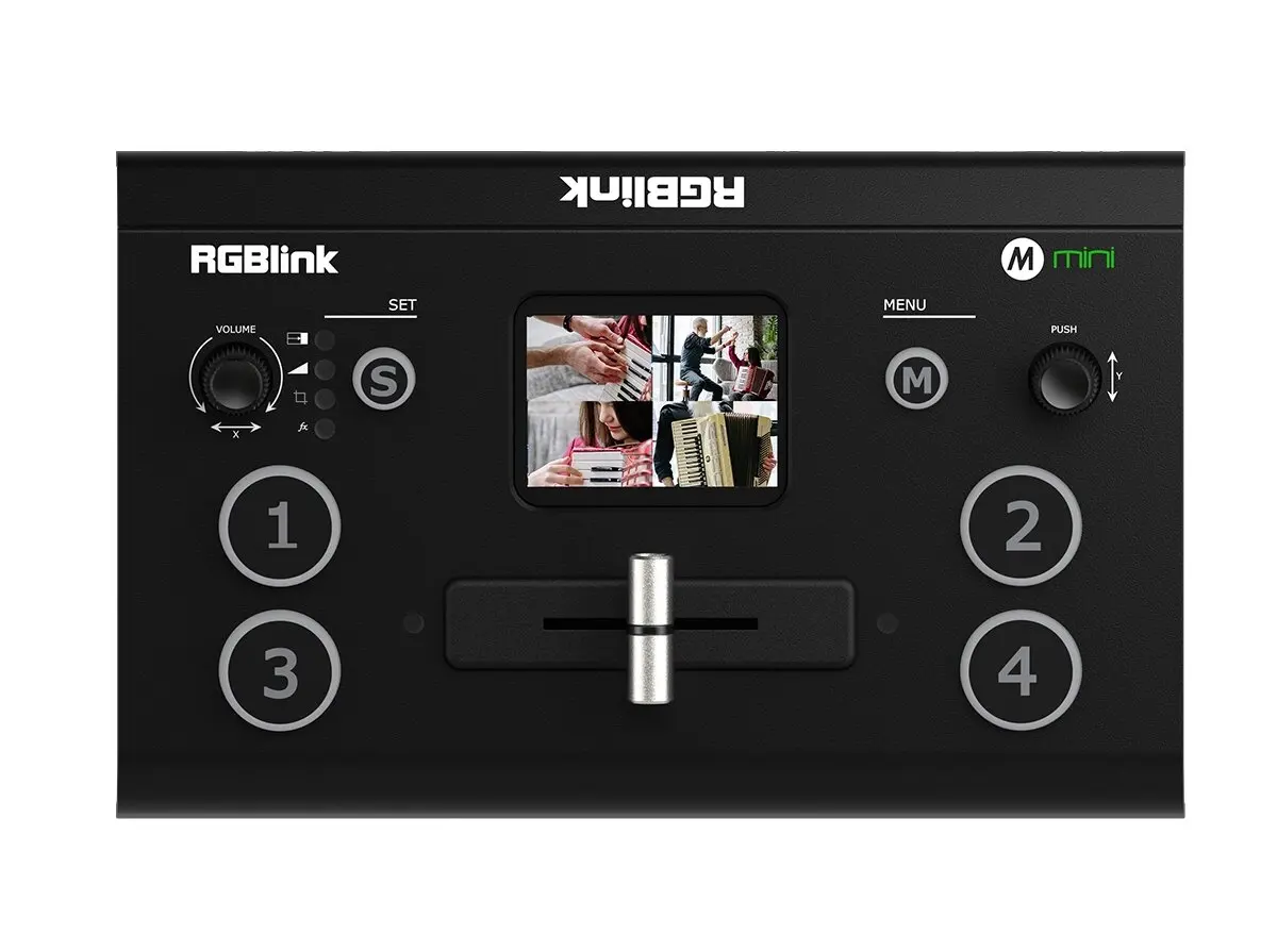 Rgblink mini pro switcher de vídeo painel de controle de 4 canais de controle do painel de distribuição t-bar suporte para o aplicativo de controle ao vivo transmissão de streaming