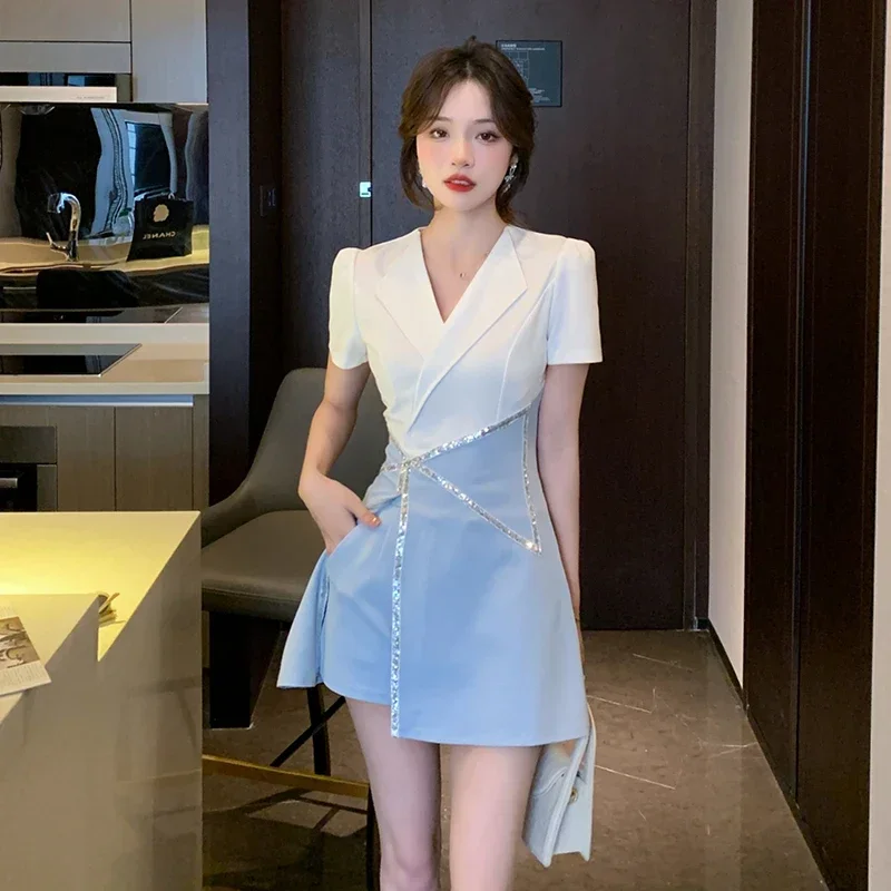 Ladies Fashion 2 Piece Sets Womens Outfits Female Summer Clothing for Women Sexy Tops and Shorts Casual Contrasting Colors Suit