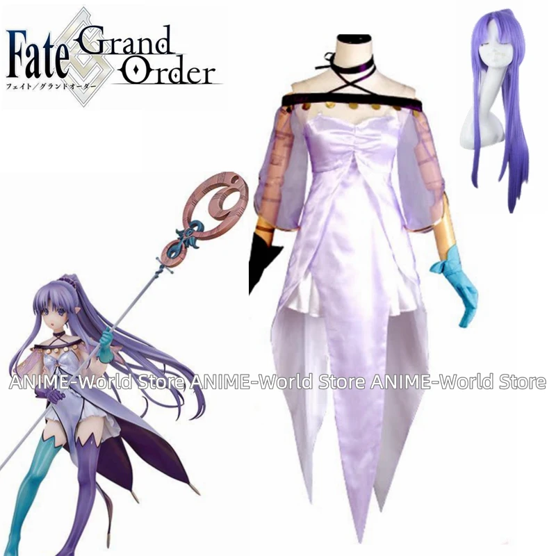 《Custom Size》Anime Fate Grand Order Caster Medea Lily Cosplay Costume Dress Wig Halloween Party Unifrom