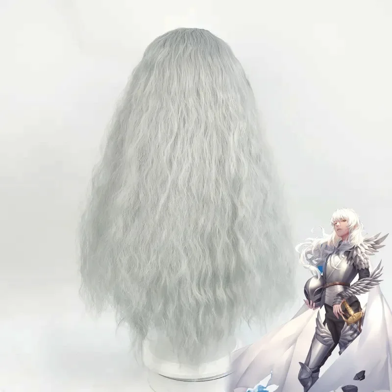 Full Wig Silvery Long Simulated Hair High-temperature Silk Daily Wear Berserk Griffith Cosplay Wigs Festival Party