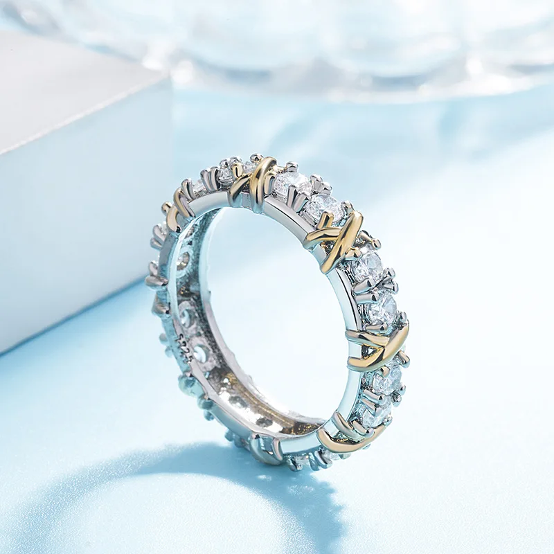 Two-tone Cross Hollow Rhinestones Ring in Two Colors Accessory For Events, Parties, And Daily Wear image 2