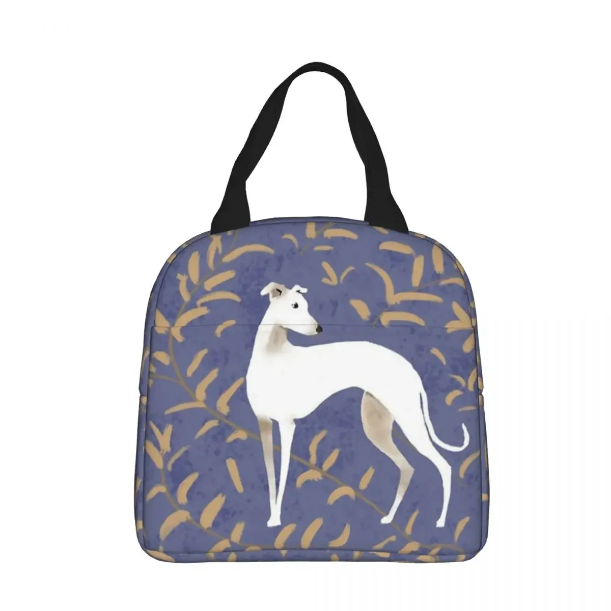 Whippet Brown Leaves Insulated Lunch Bags Cooler Bag Reusable Greyhound Sighthound Dog Large Tote Lunch Box School Travel