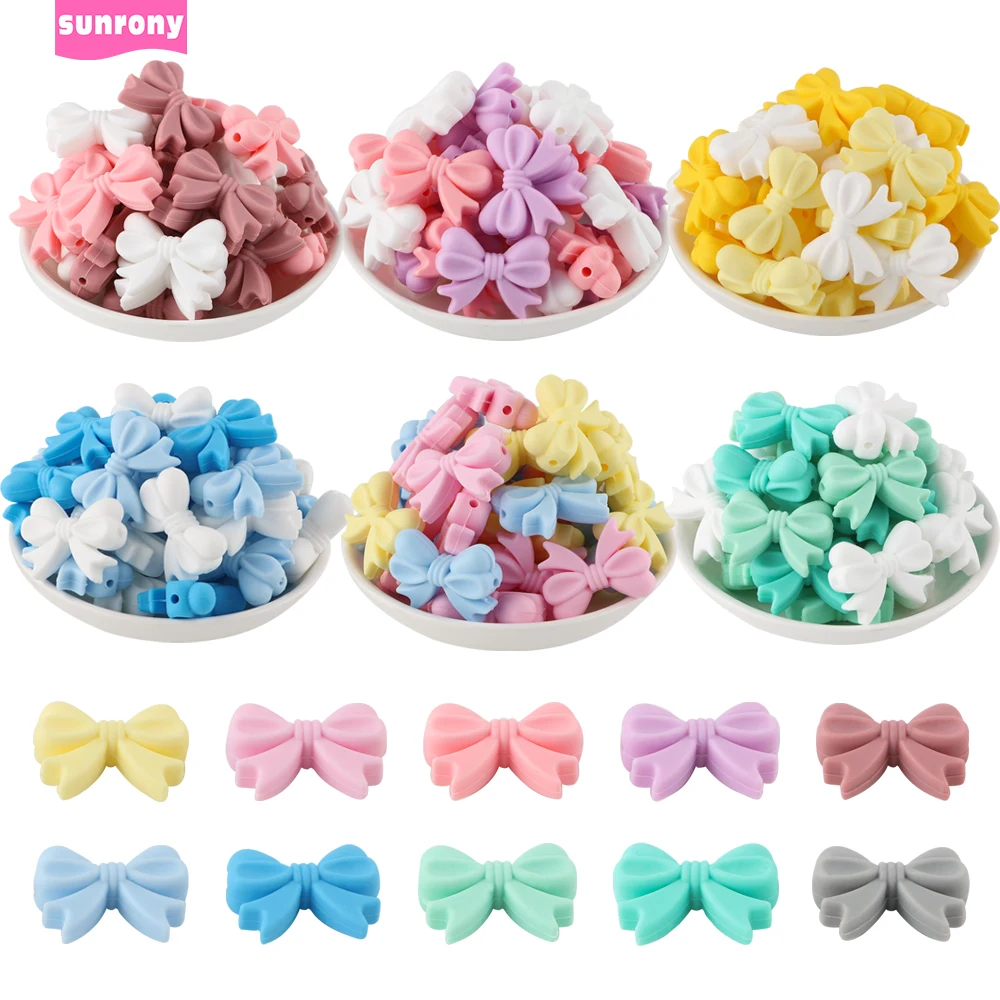 

Sunrony, 10 шт., бант, силиконовые бусины, лук, аксессуары для изготовления ювелирных изделий «сделай сам», «сделай сам», брелок, ожерелье, аксессуары