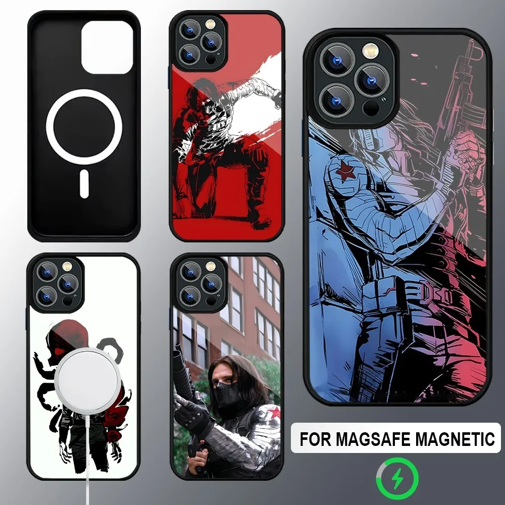 B-Bucky Barnes Winter S-Soldier Phone Case Magsafe Wireless Charging Cases For IPhone 16 15 13 12 11 14 Pro Max Mini 8 Plus XS X