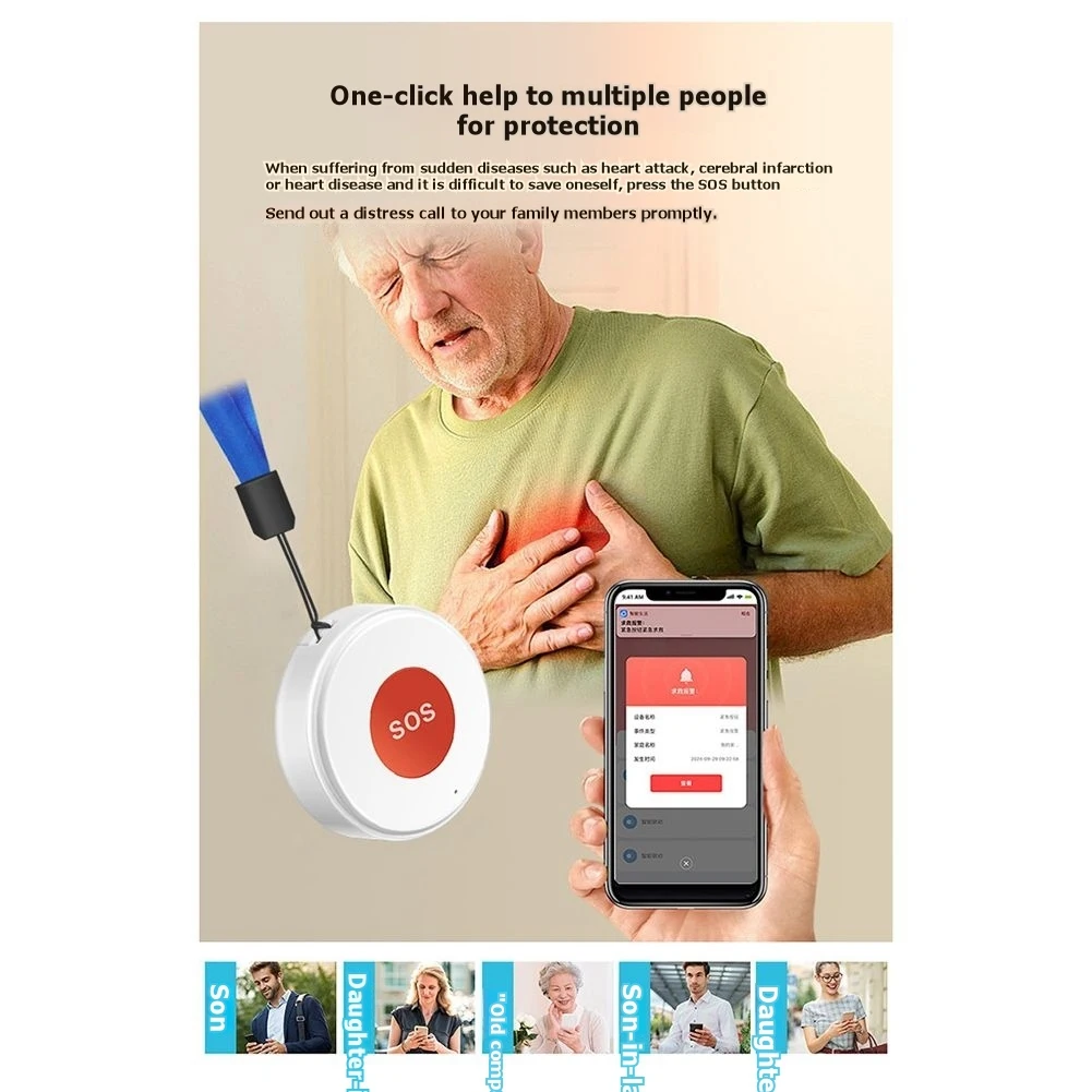 CJSD-Tuya Wifi SOS Emergency Button Wireless One Key Call Help Home Elderly Children Security Protection Smart Life APP Control