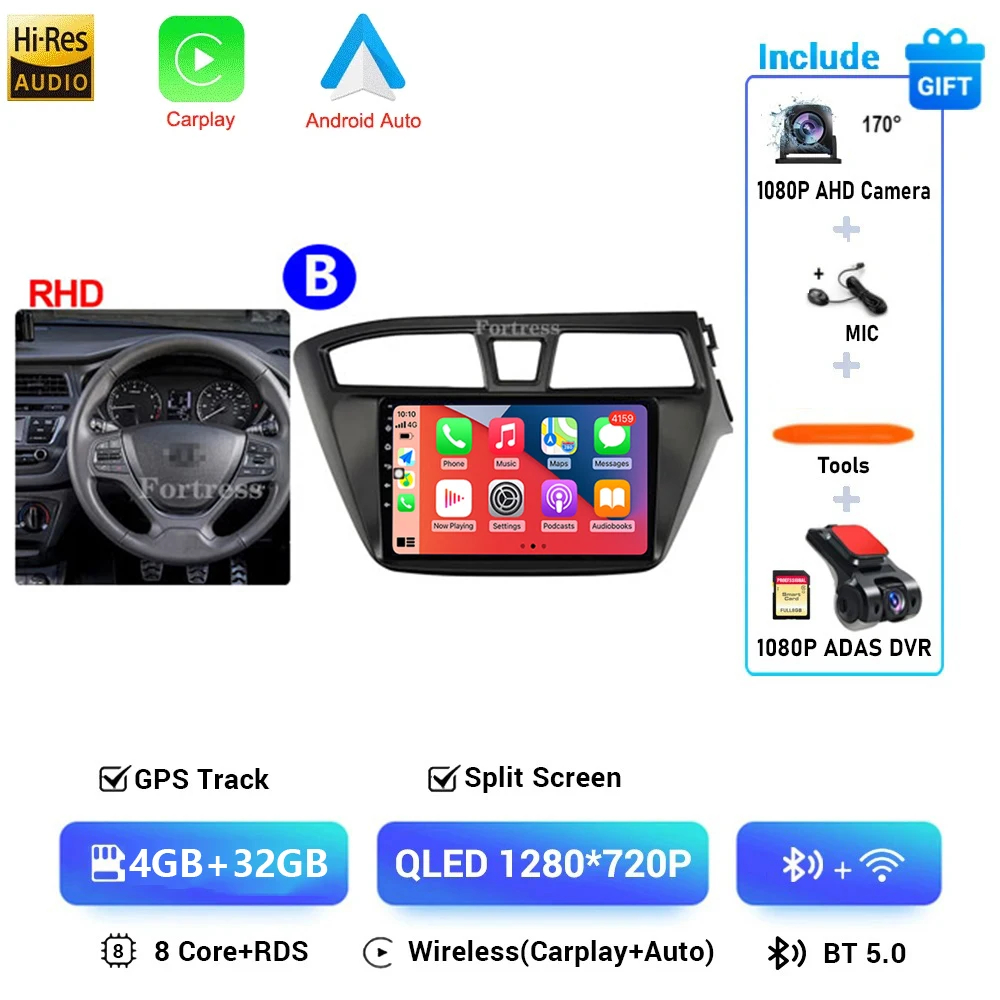 Auto radio voor Hyundai i20 2 II GB 2014 - 2018 Android 16 inch scherm Multimedia autoradio navigatie stereo videospeler Carplay Auto