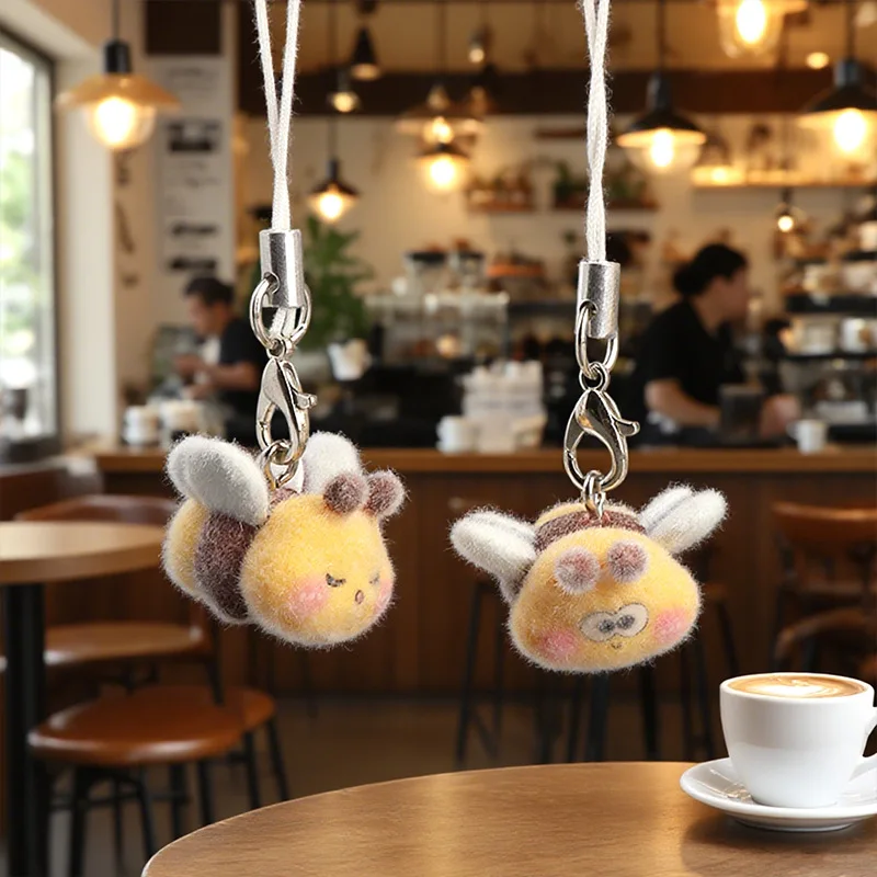 يتدفقون لطيف الكرتون ليتل النحل الهاتف المحمول الأشرطة حقيبة قلادة المدرسية قلادة الزخرفية لطيف الحيوان المفاتيح الهاتف الحبل