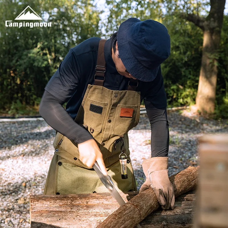 

CAMPINGMOON Q1 detachable apron with built-in towel, multi-functional pockets, outdoor camping cotton workwear